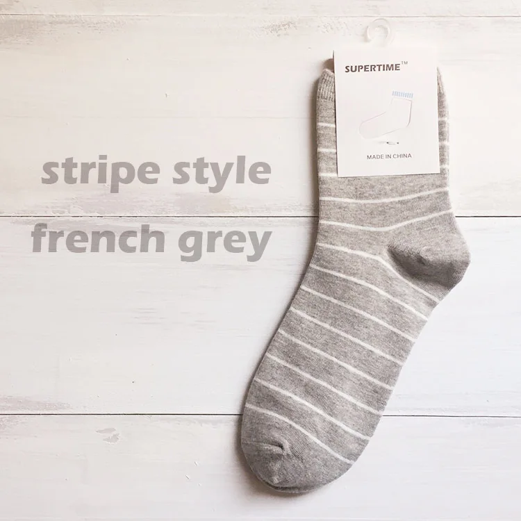 Light grey 5 пар, новинка, высокое качество, для женщин и девочек, повседневные, в полоску, хлопок, удобные, смешные носки Харадзюку, модные женские короткие носки - Цвет: Light grey