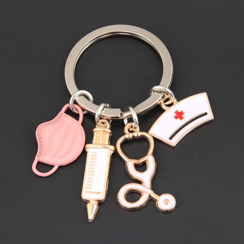 New Doctor Keychain Medical Tool Key Ring Injection Syringe