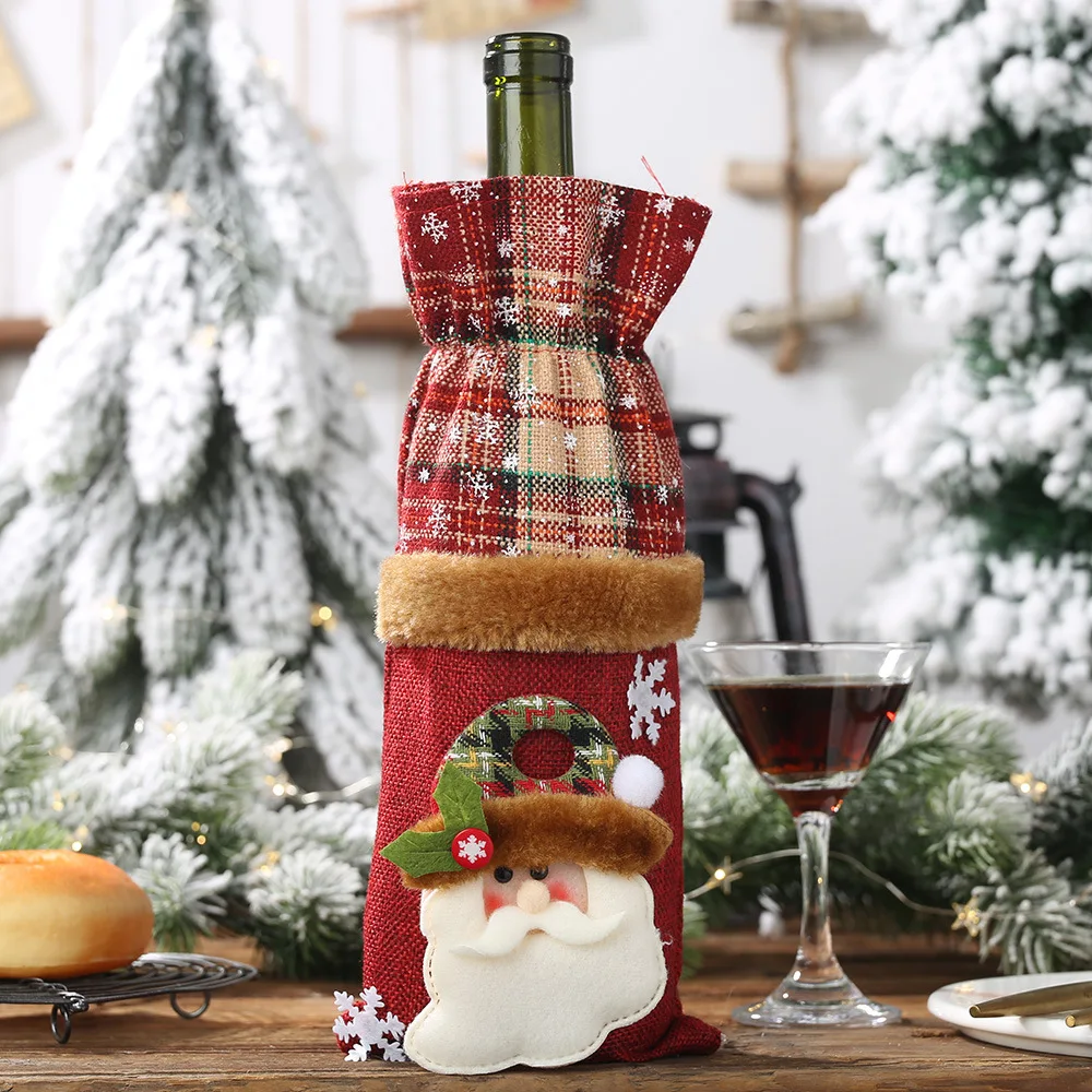 Новогодняя Рождественская бутылка вина Противопыльный чехол Санта-Клаус Noel ужин рождественское настольное украшение украшения для дома подарок - Цвет: Santa Claus