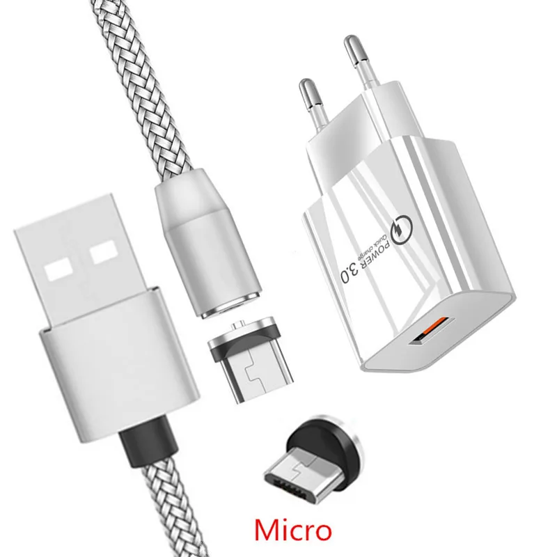 Магнитный зарядный кабель Micro usb для Samsung A01 A7 honor 9A Xiaomi Redmi 6 7A Oppo Realme android быстрое