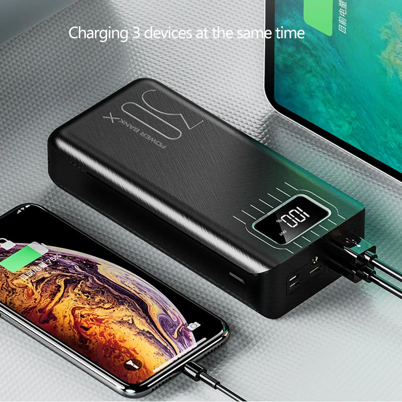 30000mAh power Bank Быстрая зарядка для Iphone светодиодный дисплей Внешняя батарея зарядное устройство для Xiaomi samsung huawei LG power bank