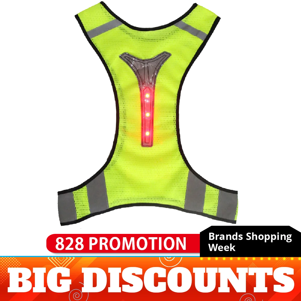 

Motorcycle Jacket Reflective Vest LED light Safety High Visibility Chaleco Reflectante Moto Riding Chaleco Motorsiklet Yelek