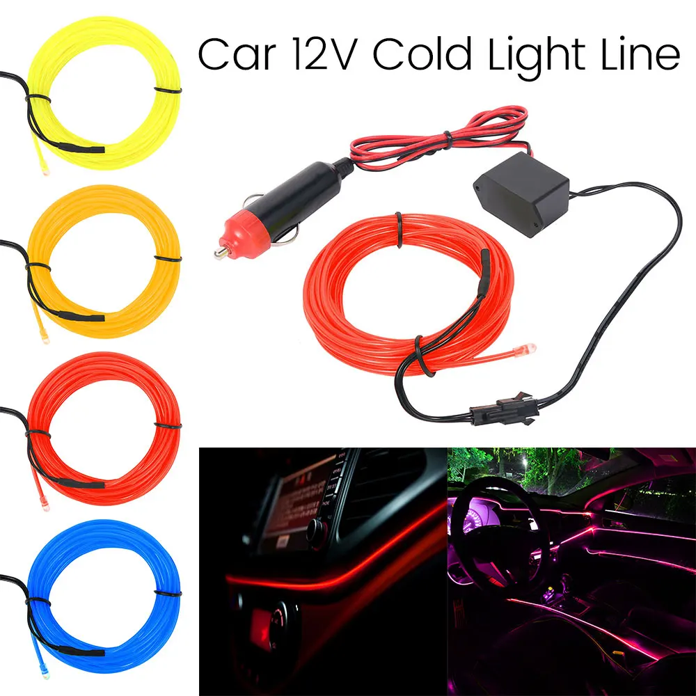 

Car 12V Cold Light Neon Light Line LED Light EL Wire Harness and Rope Tube Interior Decoration and Furniture Car Accessories