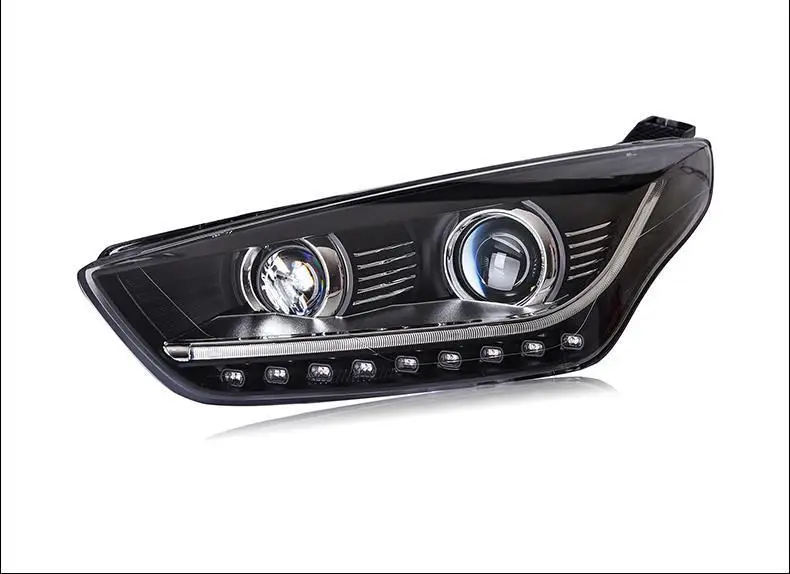 Cob боковой сигнал поворота автомобиля Стайлинг внешний Luces Para авто Drl светодиодные фары автомобиля фары в сборе 17 18 для Ford Escort