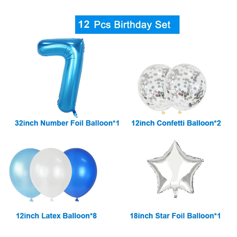 12pcs Pink Number Foil Balloon Birthday Party Decoration Latex Balloons Kids Baby Girl 1 2 3 4 5 6 7 8 9 Years Old 1st Birthday