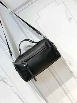 

Women's bag 2020 new Boston bag leather single shoulder oblique satchel double shoulder strap bag