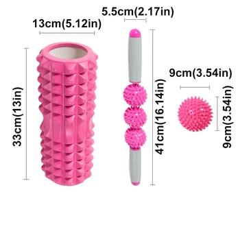 Fitness Pilates Foam Roller Blocks Suit Yoga Column Massage Relax Ball Yoga Stick For Back