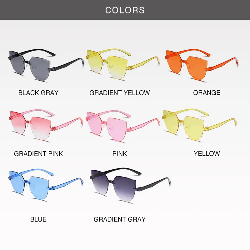 Frameless One-piece Jelly Transparent Sunglasses European and American Candy-colored Cat Eye Integrated Ocean Sunglasses large sunglasses