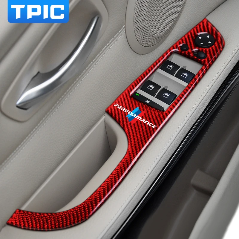 

Car Styling For BMW e90 e92 e93 M performance Carbon Fiber Stickers Window Lifter Control Window Switch Decor Armrest Panel Trim