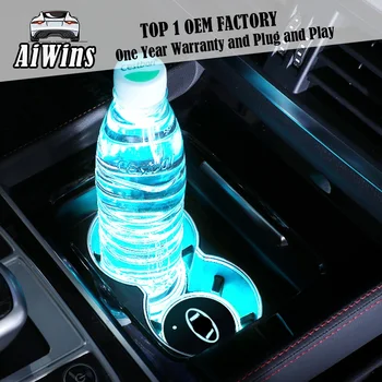 

Aiwins Car luminous coaster Cup Mat For Mercedes-Benz Full Series car logo light Accessories Atmospherelight