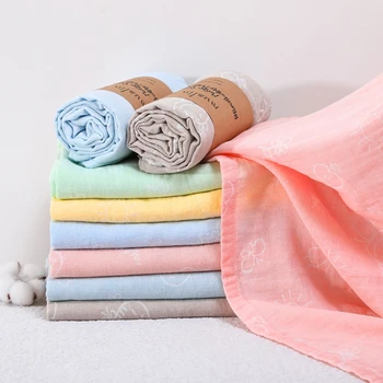 

2Pcs/Set Solid Color Reusable Baby Muslin Blanket Infant Swaddle Wrap Bath Towel H55B