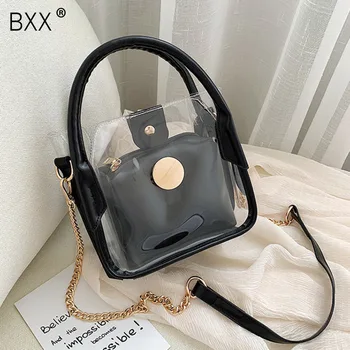 

[BXX] Elegant Small Bag For Women 2020 Summer PVC New Quality Designer Purses and Handbags Chain Shoulder Messenger Bag HL432
