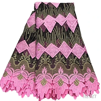 

Gorgeous pink white color High Quality French Net African Lace Fabric With Big Stone Nigerian Wedding African Lace HJ2927-1