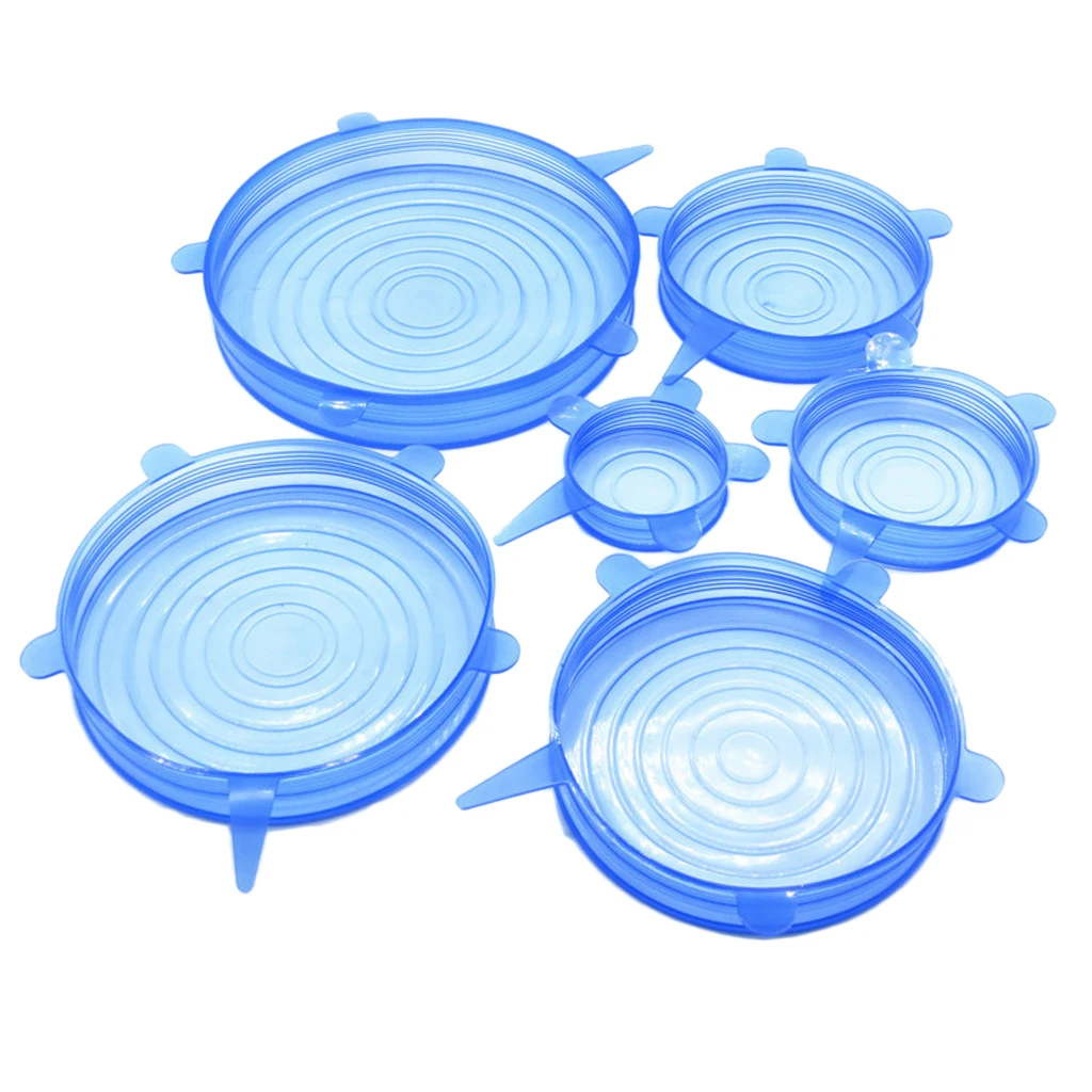 6pcs/Set Reusable Silicone Stretch Lids Airtight Food Wrap Cover Keep Fresh Seal