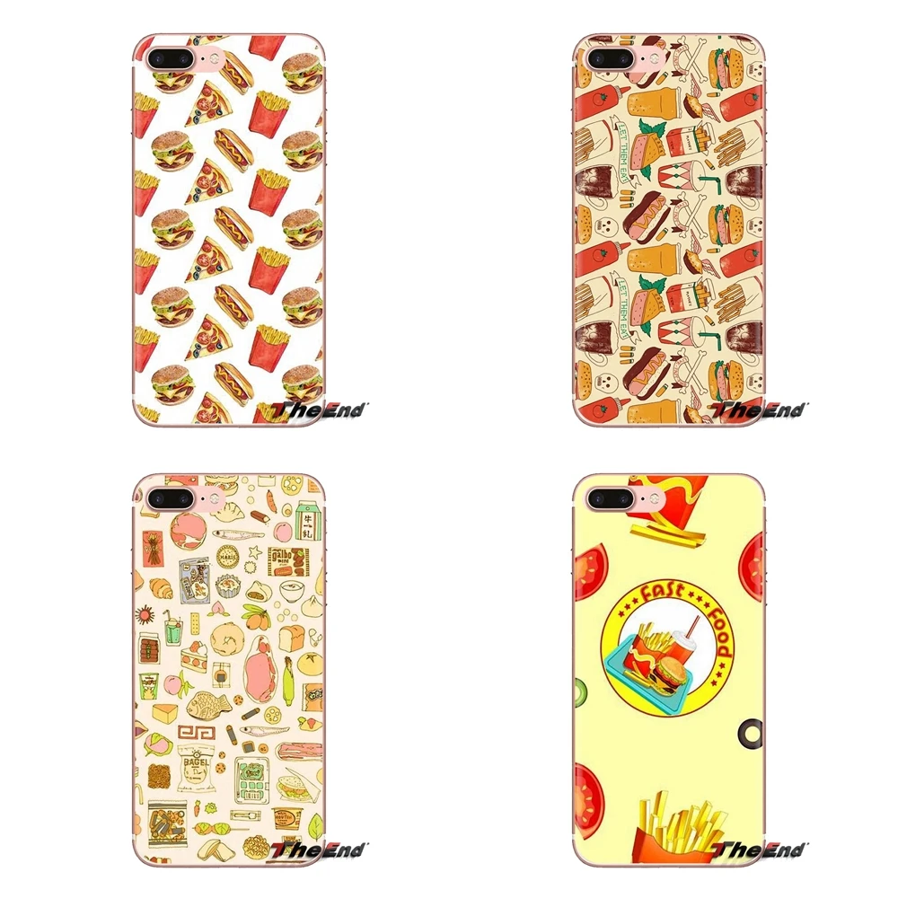 Fast food seamless pattern For Samsung Galaxy A3 A5 A7 A9 A8 Star A6 Plus 2018 2015 2016 2017 Soft Transparent Cases Covers |