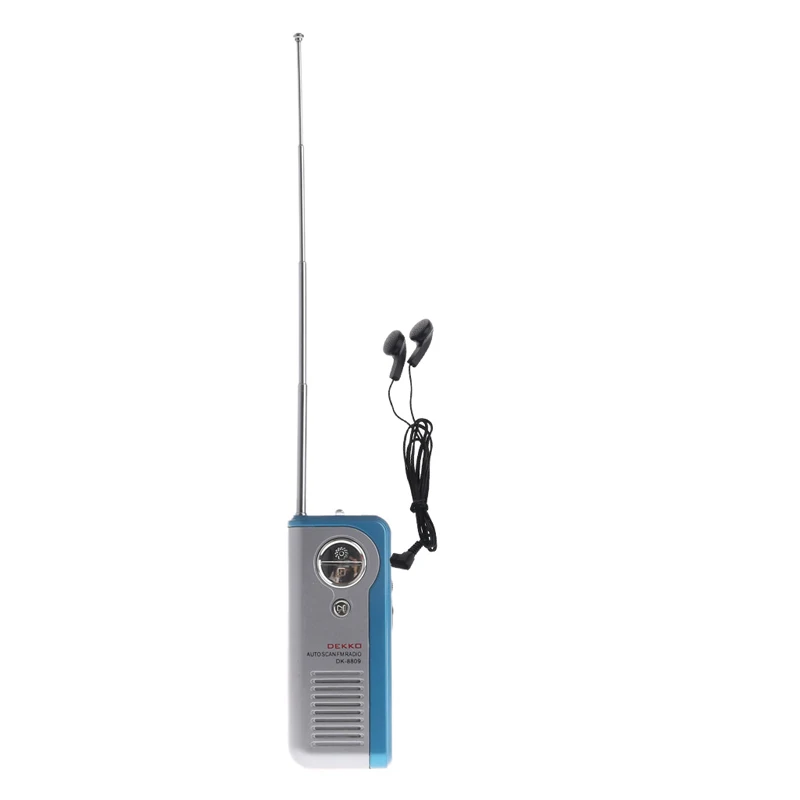 

Mini Portable Auto Scan FM Radio Receiver Clip With Flashlight Earphone DK-8809