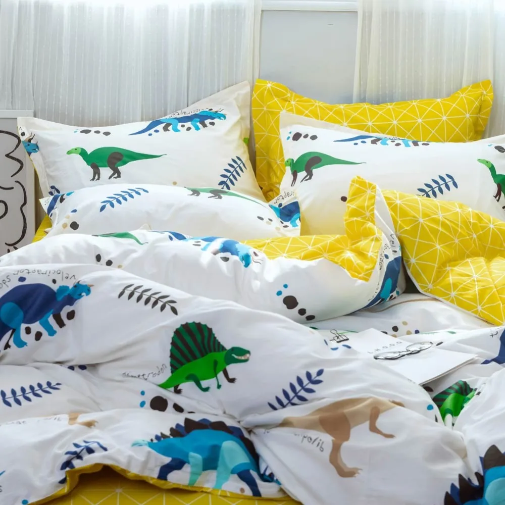 

Svetanya 2019 New Dinosaur Bed Linen cartoon print bedding sets (flat sheet pillowcase Quilt Cover)