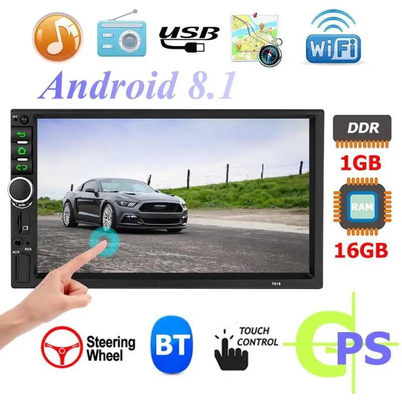 7918 7 inch Car GPS Navigation Android 8.1 Quad Core Car Stereo Bluetooth WiFi USB Radio Receiver MP5 Player In Dash Head Unit 7918 7 inch Car GPS Navigation Android 8.1 Quad Core Car Stereo Bluetooth WiFi USB Radio Receiver MP5 Player In Dash Head Unit