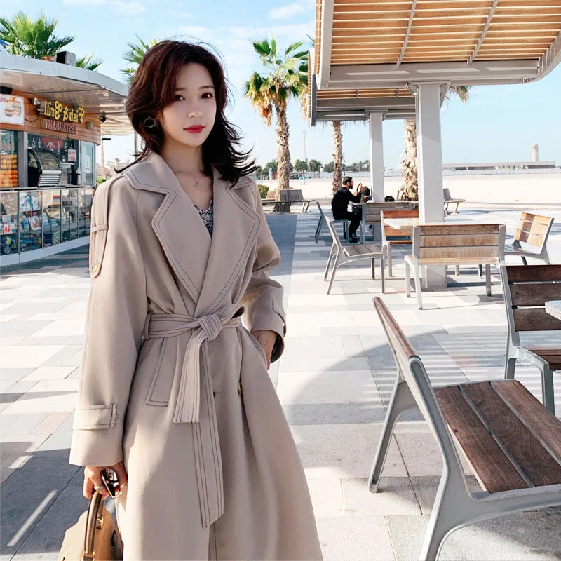 

Photo Shoot Trench Coat Women's Mid-length 2019 Autumn Clothing New Style Korean-style Students Fashion British Style waitmore C