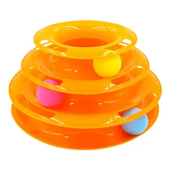 

Cat educational toy three-layer turntable round shape Orbital tower Funny cat toy tray Pet Entertainment games