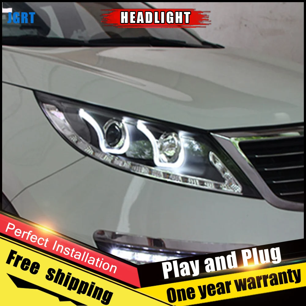 Автомобильные светодиодсветодиодный фары для Kia SportageR 2011 2013 светодиодный ные DRL