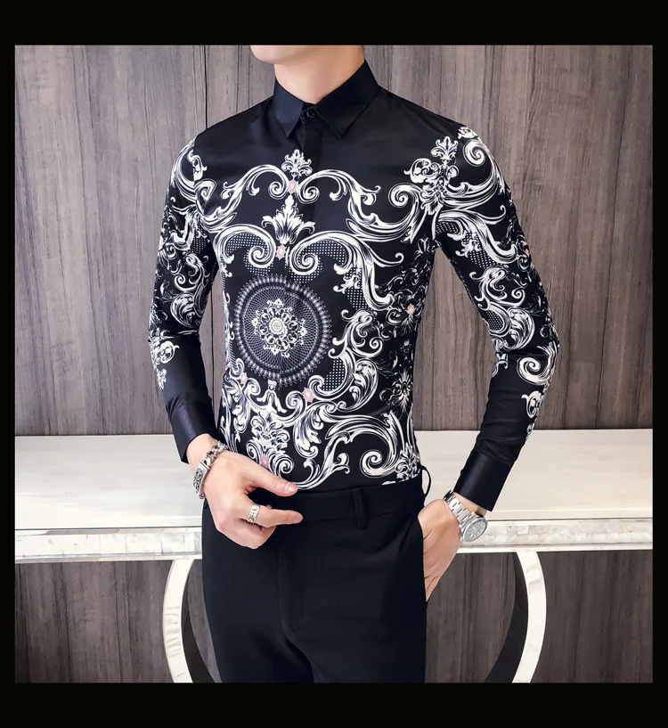 Новая Черная футболка Для мужчин Slim Fit с длинными рукавами Camisa Masculina Chemise Мужская, для общественных мест Для мужчин клуб нарядная рубашка брендовые рубашки для смокинга