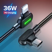 MCDODO USB C PD 36 Вт USB кабель LED быстрой зарядки кабеля для передачи данных типа C мобильный телефон зарядное устройство для iPhone 12 11 Pro Max Xs Xr X 8 7 6 Plus ...