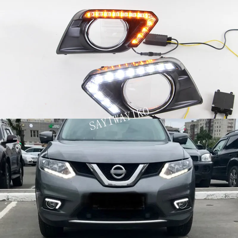 

Желтое реле сигнала для Nissan X-trail Xtrail T32 2014 2015 2016, водонепроницаемые Автомобильные дневные ходовые светодиодсветодиодный светильник 12 В