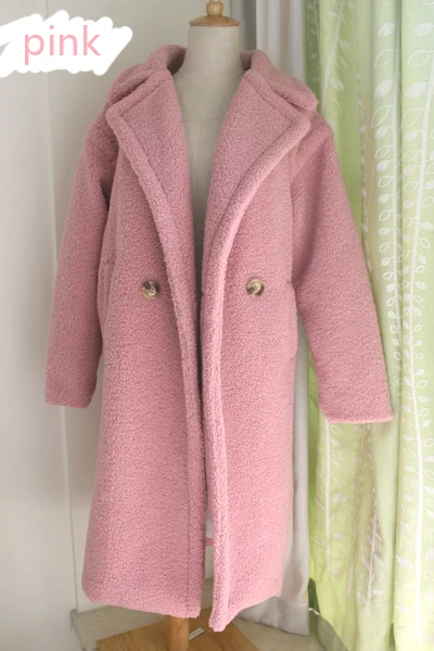 lightpink Новинка, плюшевое пальто из искусственного меха, длинное пальто для женщин, пальто из меха ягненка, 10 цветов, плотное пальто - Цвет: lightpink