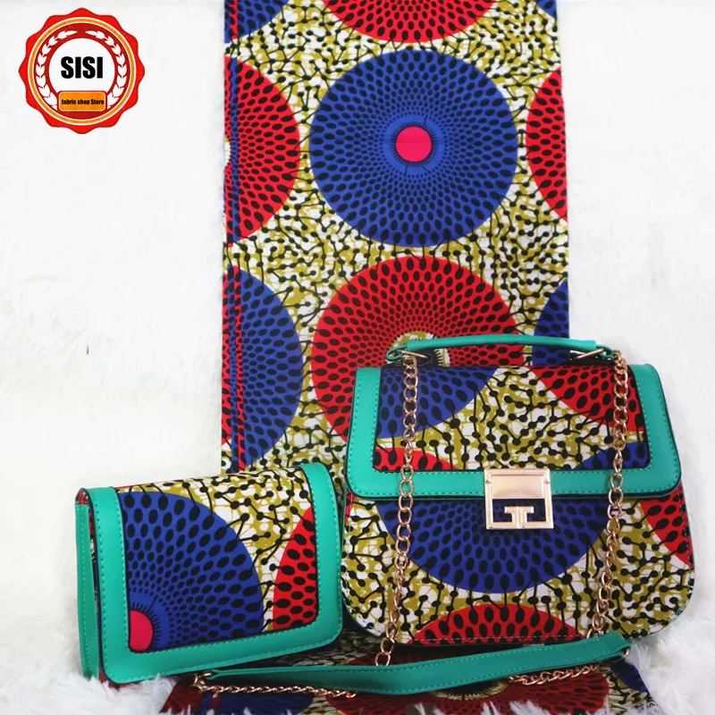 SISI вощенные африканские Сумки из натуральной кожи, совпадение с двумя воск сумочка с Нигерия, Анкара хлопок вощеная ткань с Африканским узором настоящая восковая ткань для вечерние