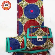 SISI вощенные африканские Сумки из натуральной кожи, совпадение с двумя воск сумочка с Нигерия, Анкара хлопок вощеная ткань с Африканским узором настоящая восковая ткань для вечерние