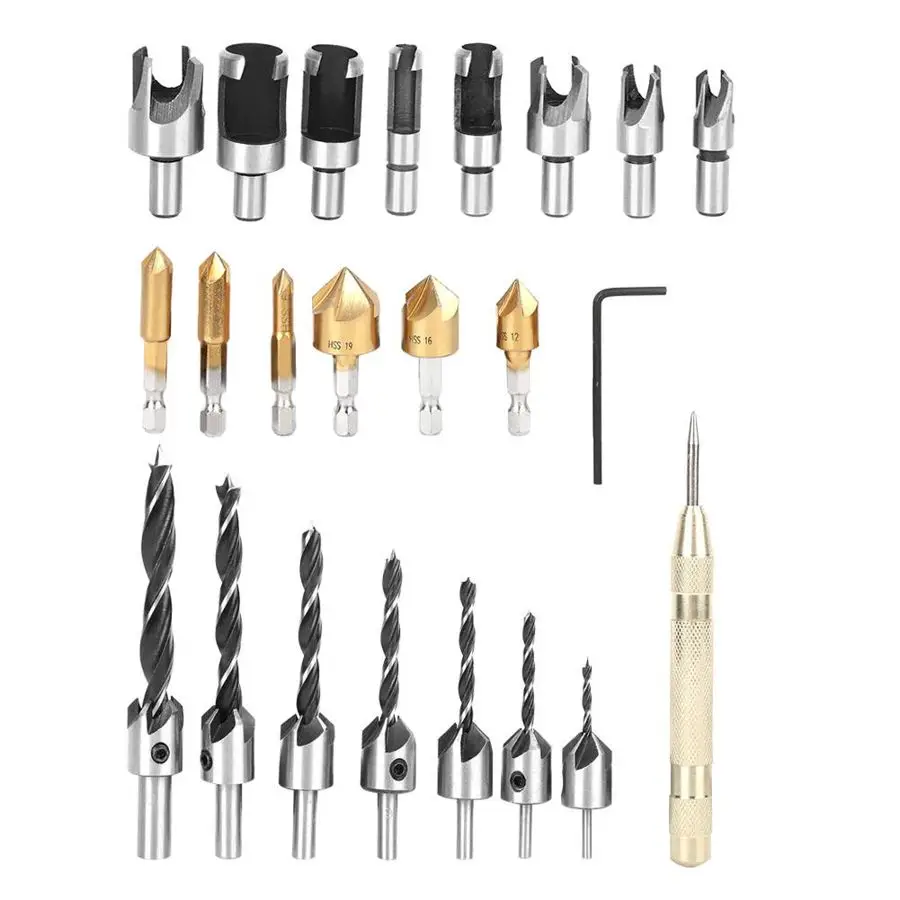 

23Pcs Claw Chamfer Drill Bit Hex Set For Woodworking Cutter Chamfering Tool