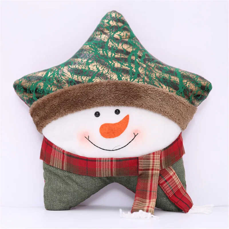 snowman Happy New Year Gift Christmas Elk Pillow Christmas Decorations For Home Star Shape Car Home Decor Bed Decorative Pillows - Цвет: snowman