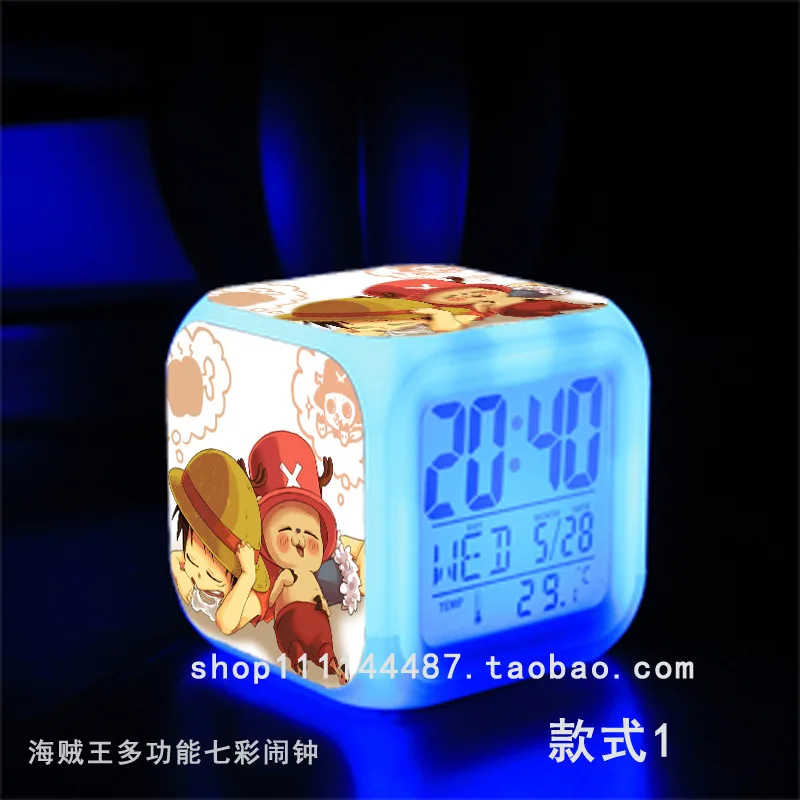

One Piece Children Action Figures Colorful Digital Alarm Clock LED Light Desktop Decoration Anime Cartoon Kids Halloween Gifts
