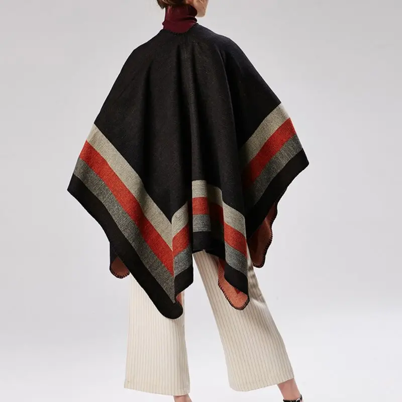 Bohoartist Осень Женская мода полосатый шарфы с имитацией под кашемир женский Boho накидка Топы