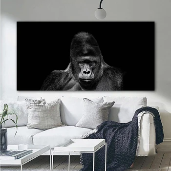 

RELIABLI ART Gorilla Monkey Animal Pictures Canvas Painting Black And White Wall Art Picture For Living Room Home Decor NO FRAME