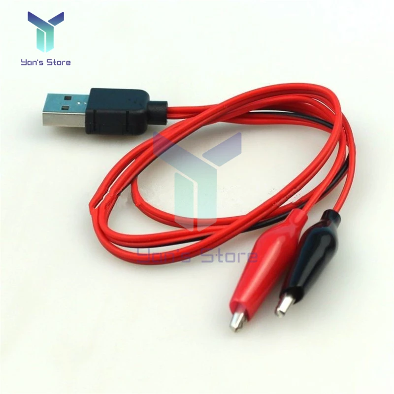 Description Picture 4 of item60CM Alligator Test Cilp Metal To USB Male Connector Adapter Crocodile Test Clamp Clip Power Cable Black Red High Quality Clip