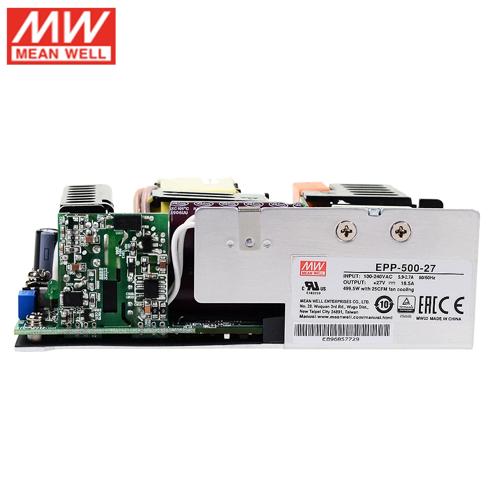 MEAN WELL EPP-500-27 500 Вт 18.5A 27 в высокая эффективность миниатюрный " x 2" промышленный открытый каркас блок питания PCB блок питания PSU