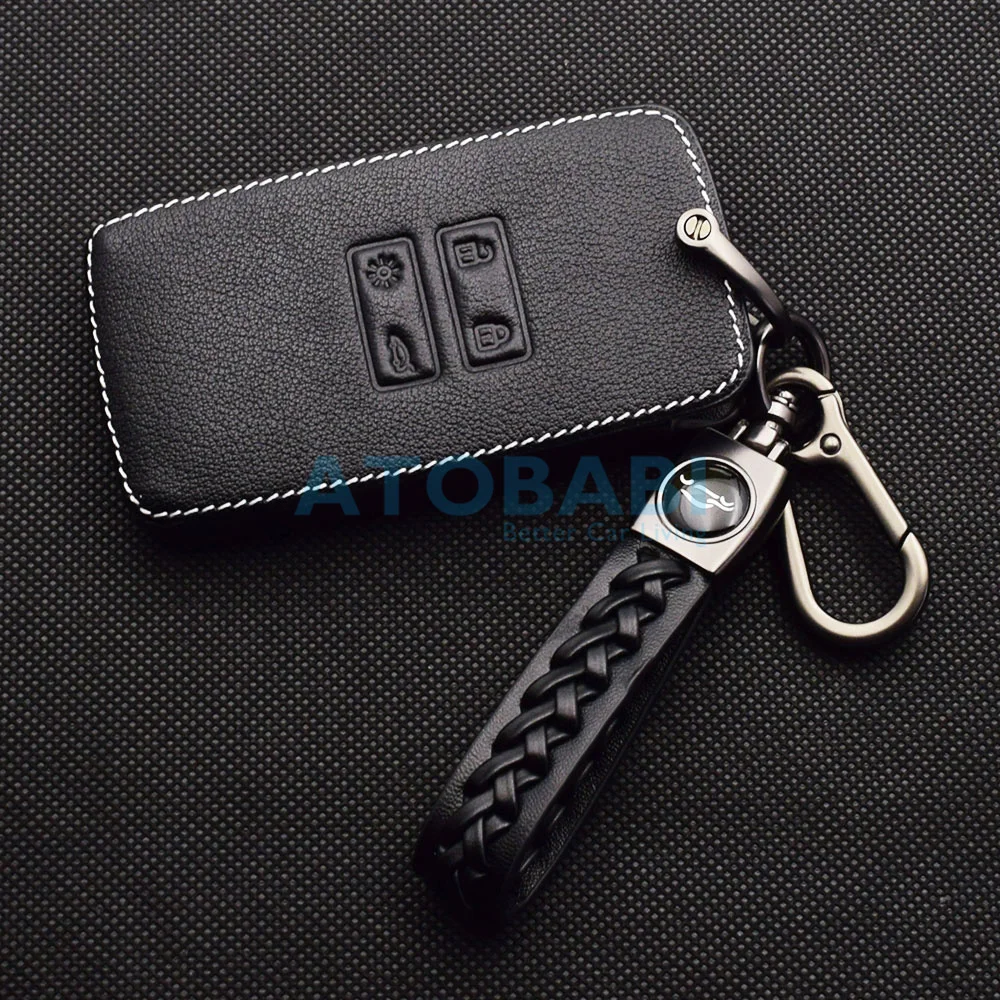 Leather Car Key Case For Dacia Duster Sandero Stepway Renault Clio Espace Koleos Kadjar Smart Remote Control Protect Cover