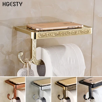 

Bathroom Paper Holder Wall Mounted Antique Carved Zinc Alloy Mobile Phone Holder Toilet Towel Rack Tissue Paper Rack Roll Holder