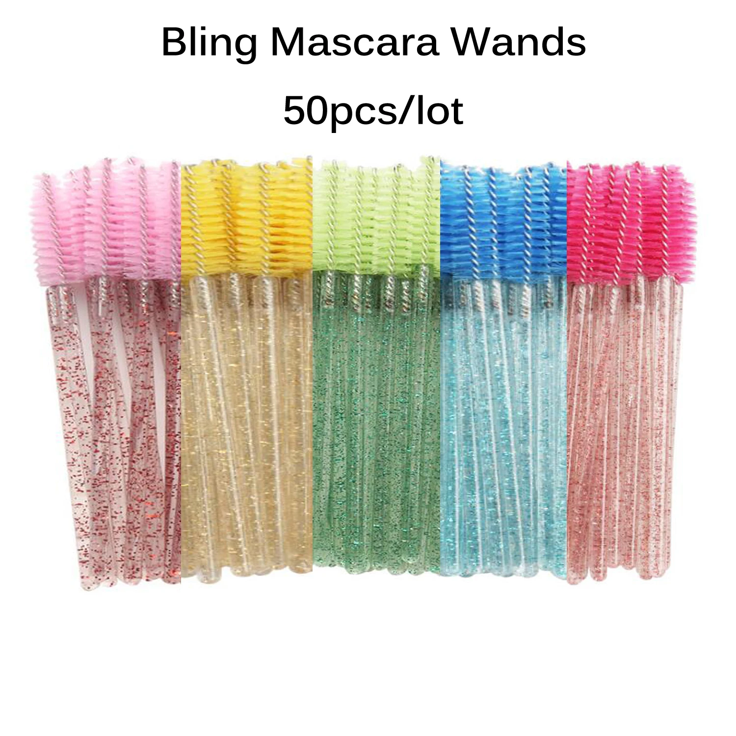 50pcs Shiny Eyelash Brush Disposable Eyebrow Brushes Mascara Wands