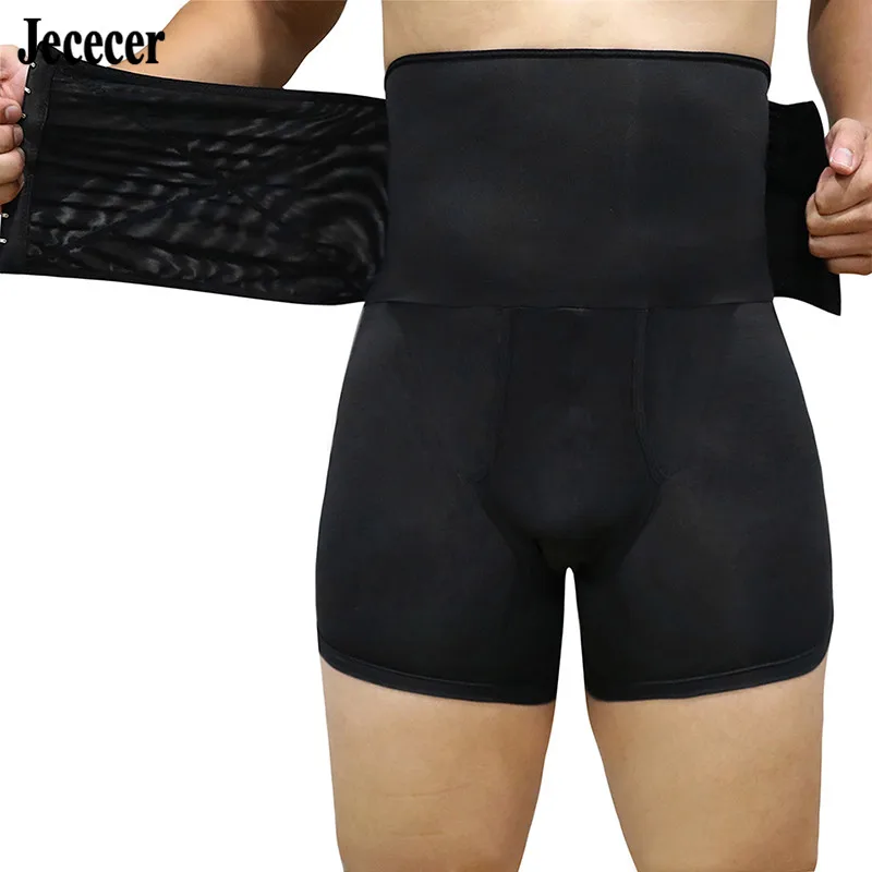 

High Waist Boxers for Men Waist Trainer Cincher Belt Design Waist Control Stretch Briefs Men Plus Size Underwear