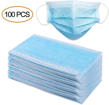 

100pcs 3 Layers Filter Dustproof Earloop Face Mouth Anti Virus Mask Disposable Protect Non Woven Mouth Masks 24 hours Shipping
