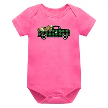 

St. Patricks Plaid Truck Bodysuits Shamrocks Baby Girl Clothes St Paddys Day Newborn Baby Boy Clothes Shamrock Shirt