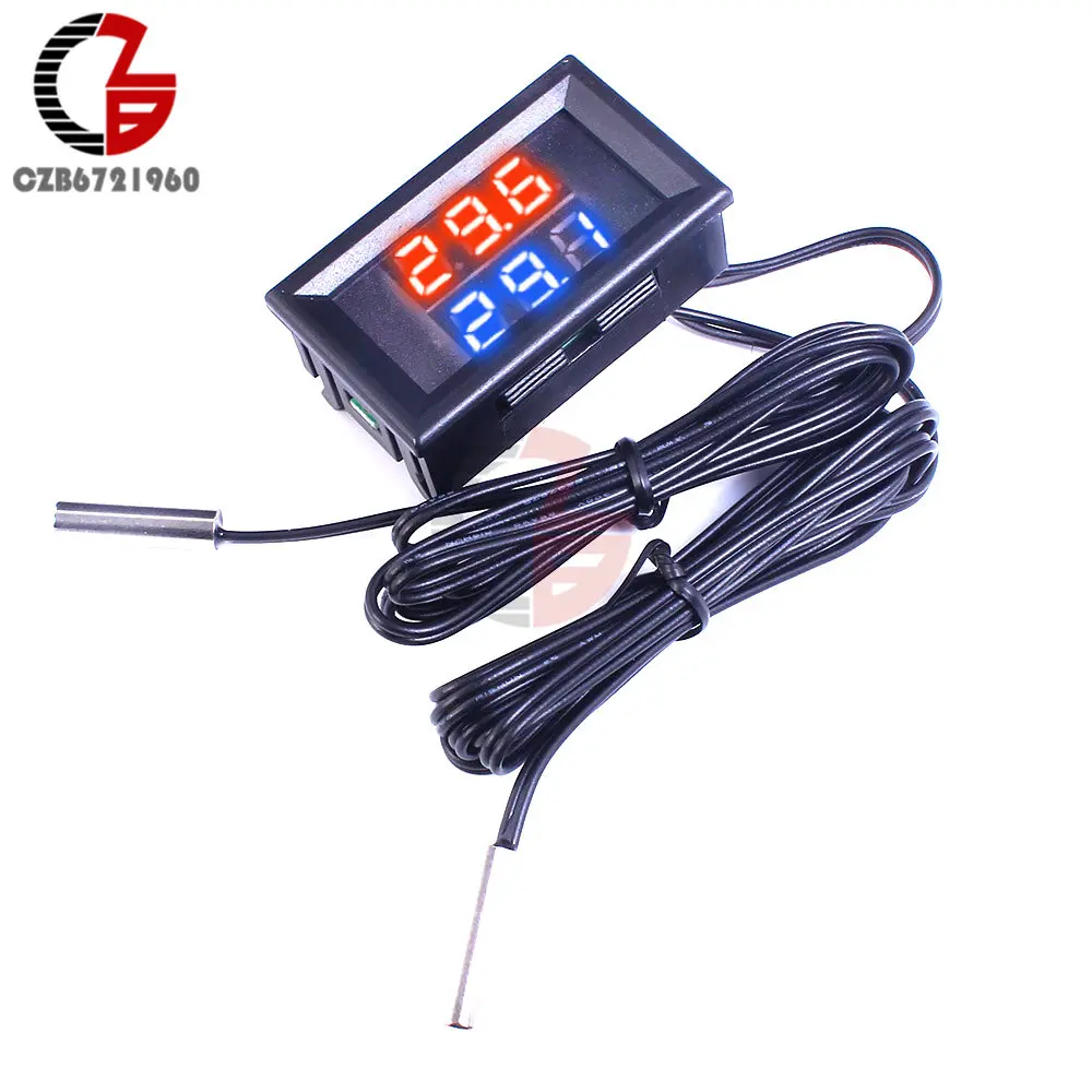 3 Digit DC 4-28V Мини встроенный светодиодный цифровой термометр инкубатор холодильник измеритель температуры автомобиля монитор детектор аквариума Отопление охлаждающий тестер - Цвет: 3 Digit DC 4-28V