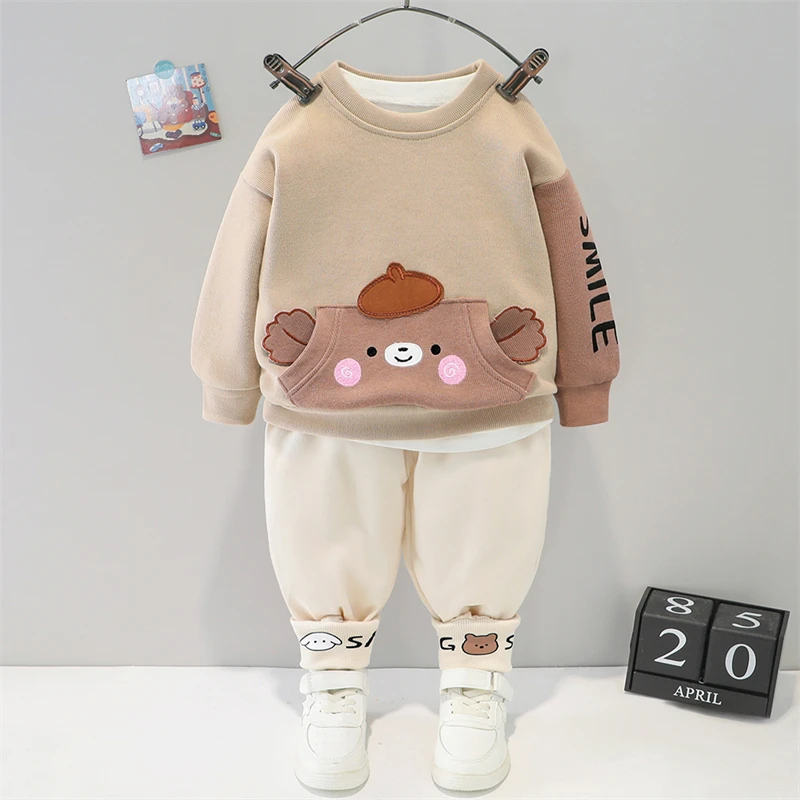 

2022 Spring Baby Girls Boys Clothing Sets Cartoon Bear Sweater Pants Kids Sportswear Children Clothes Toddler Infant Outfits