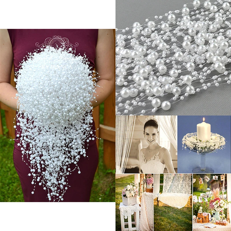 5m White Dia 3cm Веселое Рождественское украшение для елки 1 м/2 метра Красная Пентаграмма из бисера, лента для рождественской елки, сделай сам, Рождественский Декор, украшения для дома - Цвет: 5m White Dia 3cm