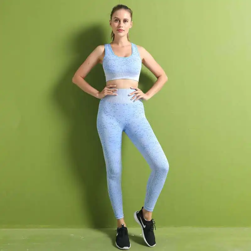 

Yoga Set Women clothing 2PCS Compression Crop top+Seamless Workout Yoga Leggings Jogging GYM outfits Fitness Sportswear