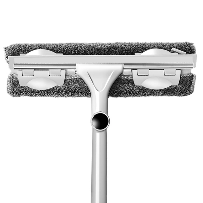 

TOP!-Glass Cleaning Tool Double-Sided Telescopic Rod Window Cleaner Squeegee Wiper Long Handle Rotating Head Brush Silicone Scru