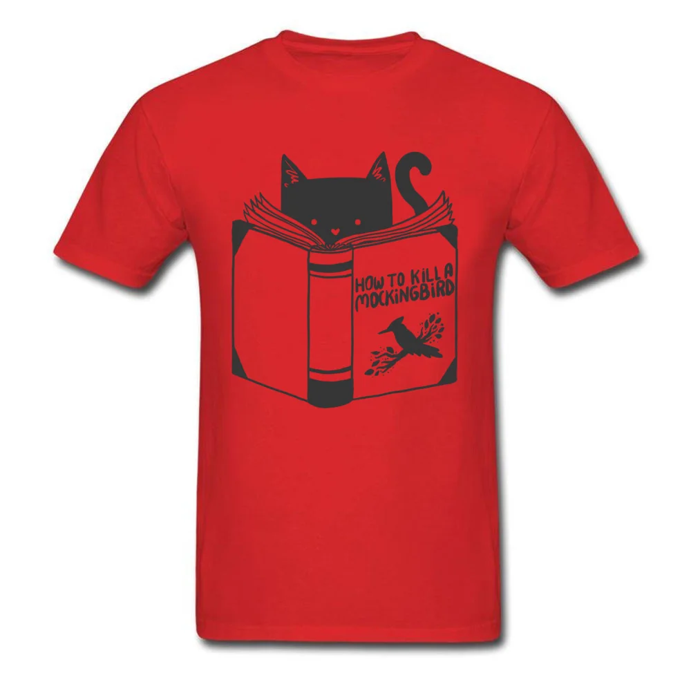 Fashionable Male Tshirts How to Kill a Mockingbird comfortable Tops Shirts Pure Cotton Short Sleeve Casual Tops Shirts O-Neck How to Kill a Mockingbird red